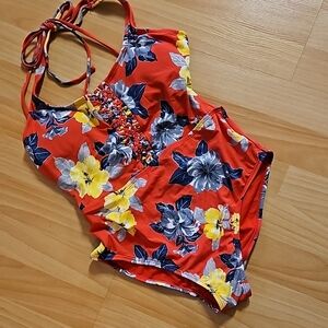 Floral Red Swimsuit